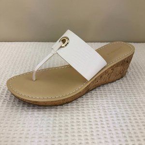 LIZ CLAIBORNE white cork platform thong sandal SZ 8.5